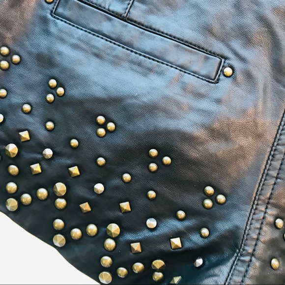 Free People Studded Rocker  Vegan Leather Shorts 2 - Picture 7 of 10